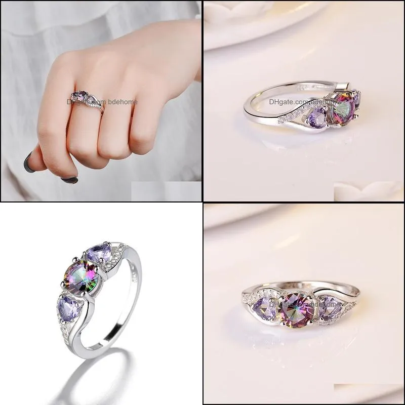 colorful heart diamond ring women engagement wedding rings fashion jewelry gift