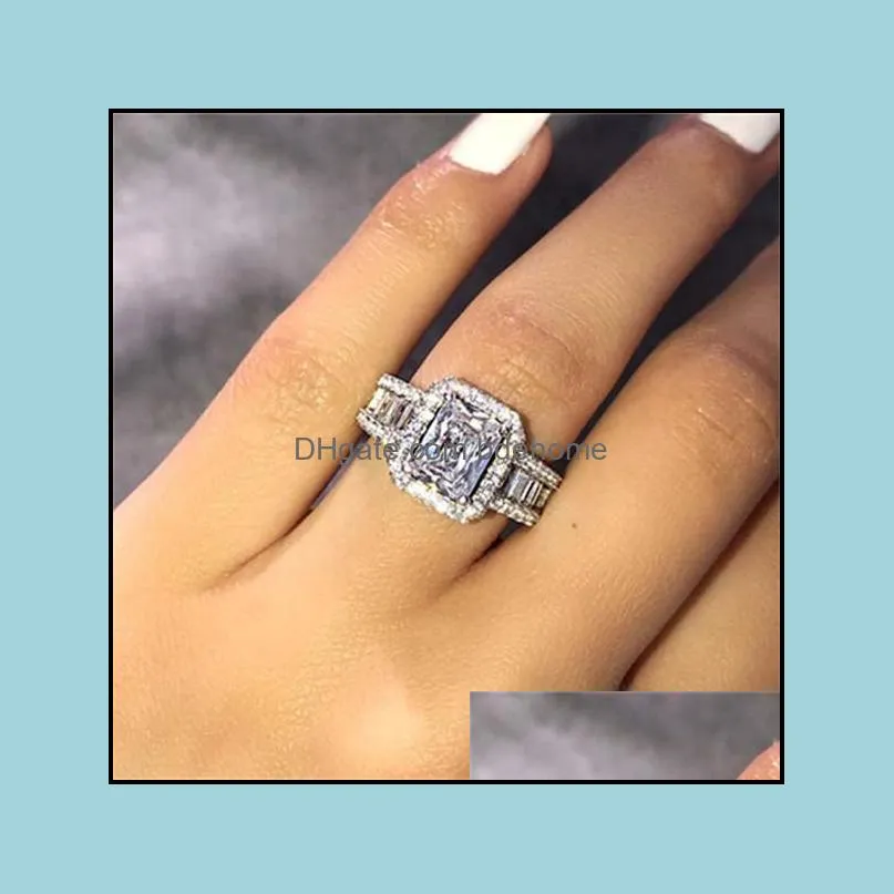 square zircons diamond ring  engagement rings for women wedding fashion jewelry 080519