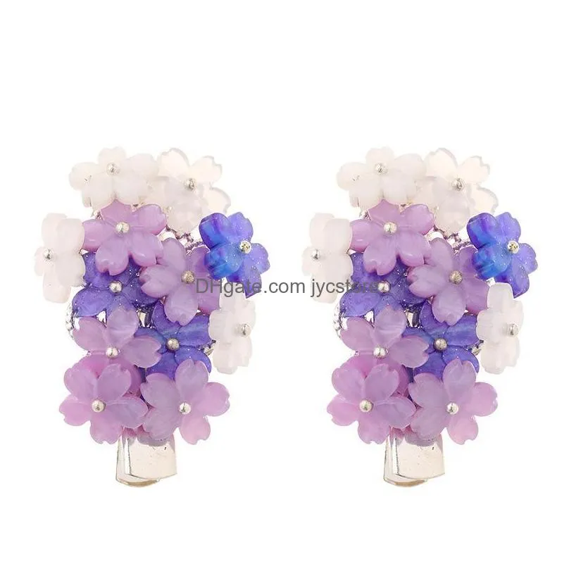 hair clips barrettes purple flower hairpins for women retro small grips chinese style jewelry accessories