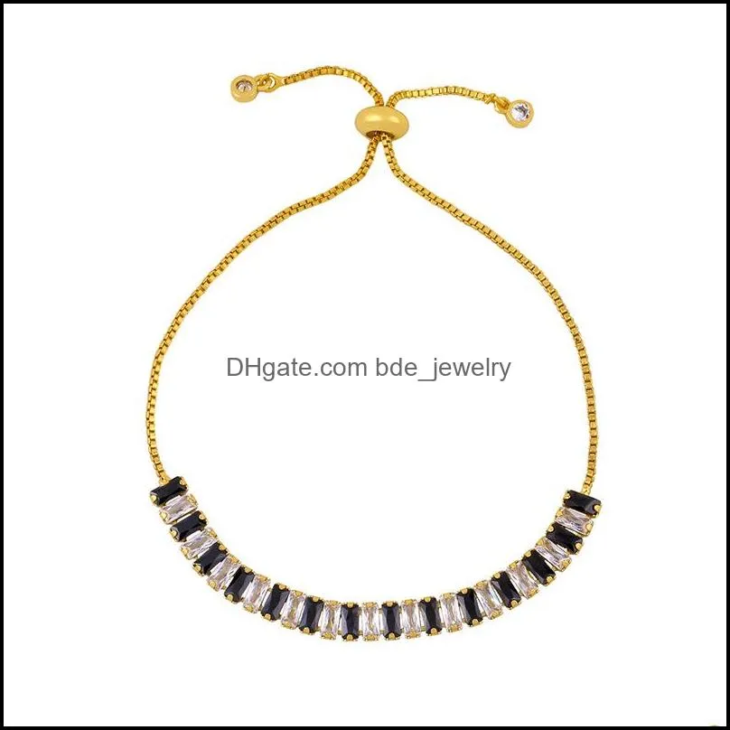 18k gold diamond bracelet colorful pull string adjustable cubic zircon bracelets women fashion jewelry gift