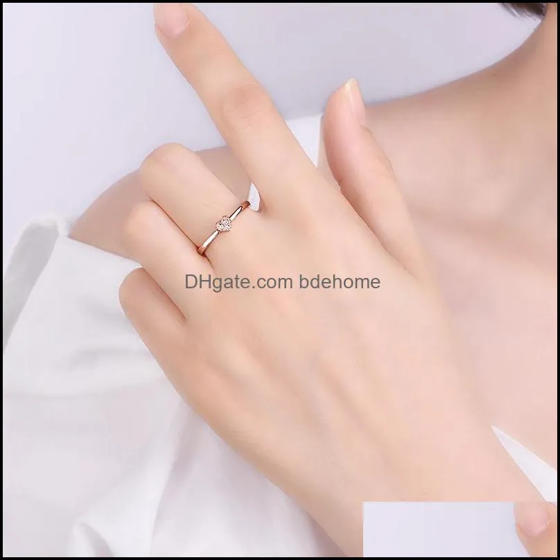 diamond heart shape ring band finger rose gold adjustable open silver engagement rings for women fashion jewelry