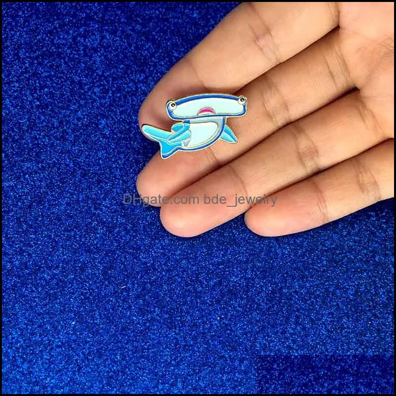 enamel  shark fish brooch lepal pins top shirts badge fashion jewelry christmas gift