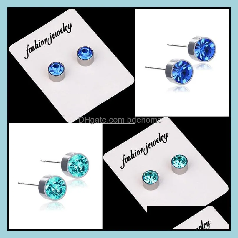 allergen stainless steel diamond stud earrings women mens ear fashion jewelry gift