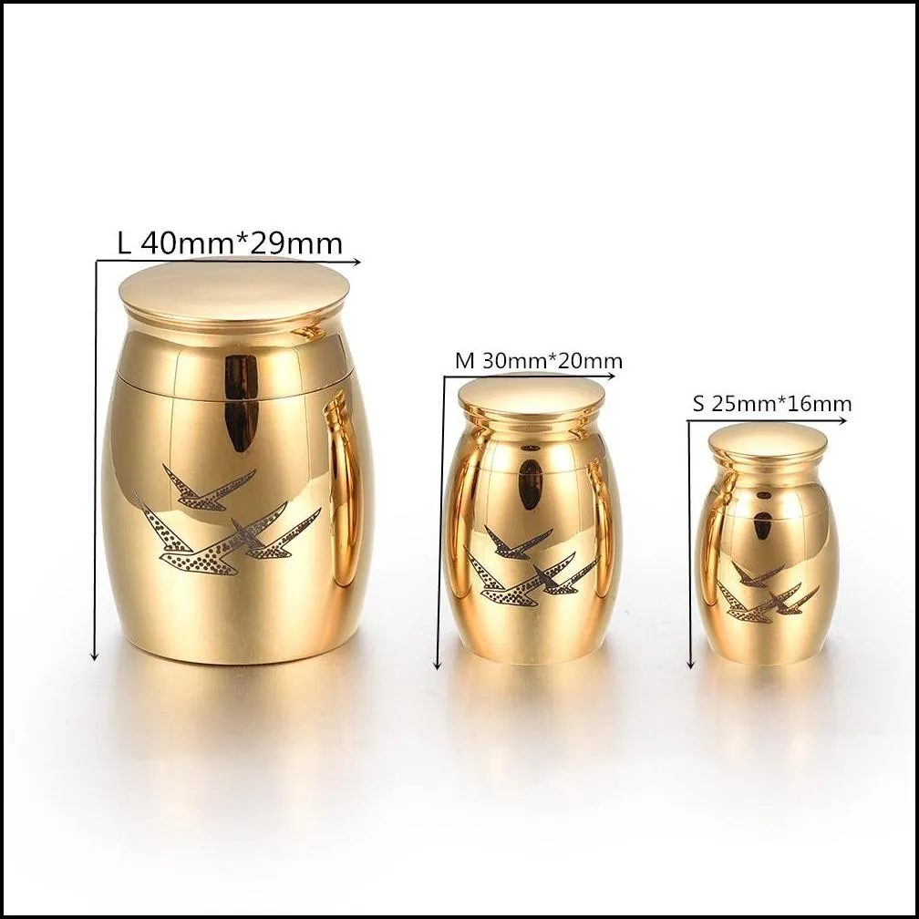 iju013 stainless steel with swallow pattern jar keepsake for ashes custom engraved cremation urn for pets