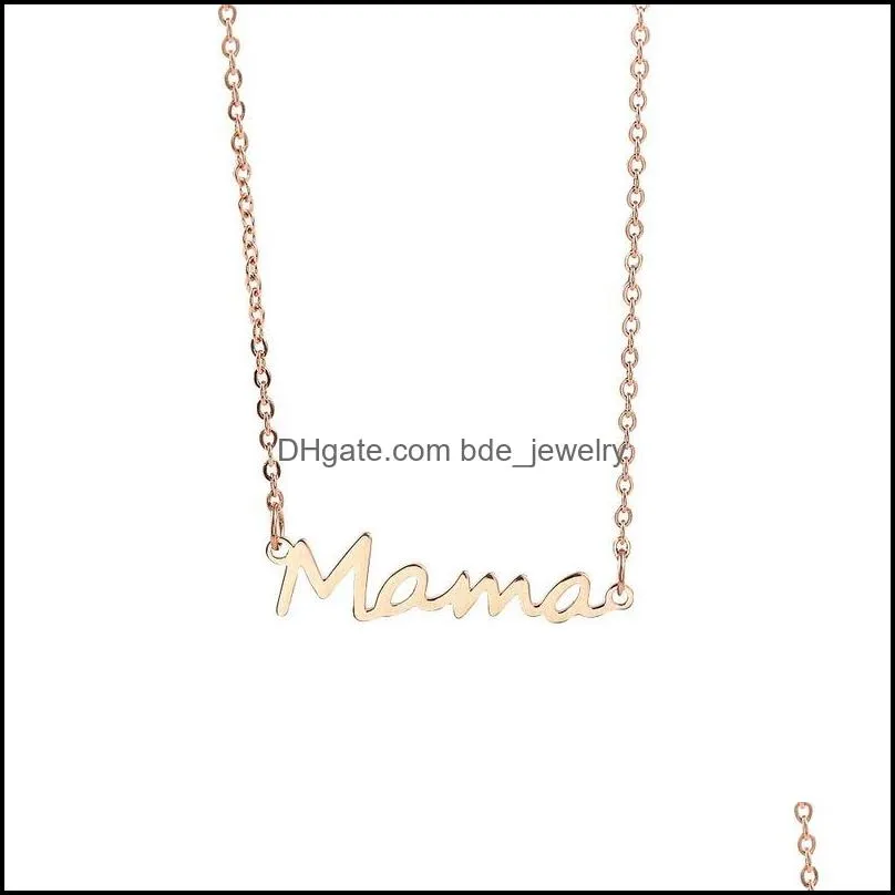 letter stainless steel mama necklace rose gold chains pendant necklaces mother birthday fashion jewelry