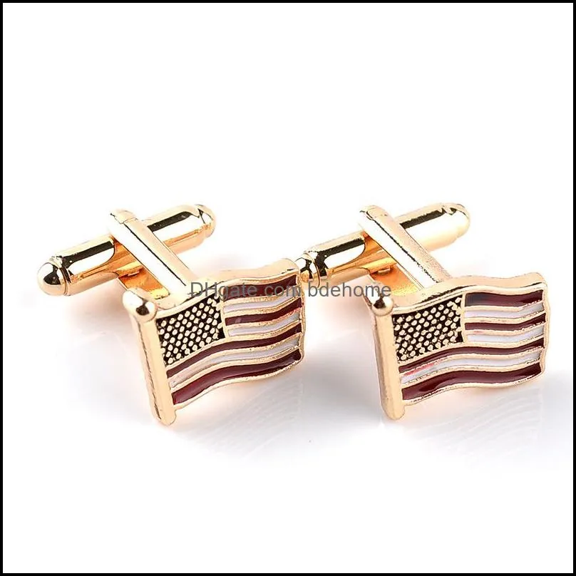 gold america national flag cufflinks fashion formal business shirt cuff button links for men women fashion jewelry