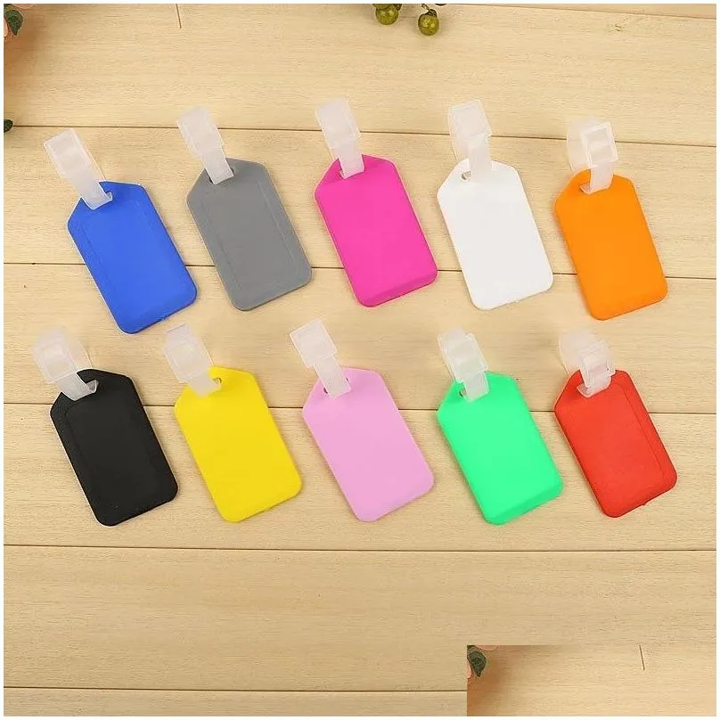party favor solid color plastic luggage tag women men travel suitcase id address holder baggage tags boarding bag portable label