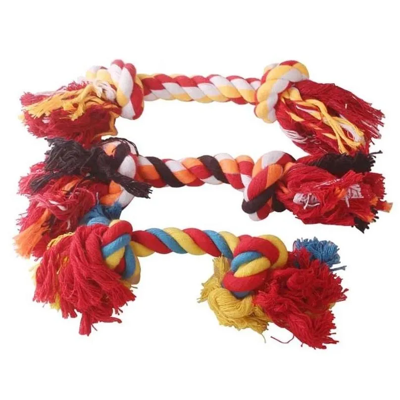 sublimation pet dog puppy double knot chew ropes knots toys clean teeth durable braided bone rope pets molar toy pet supplies random