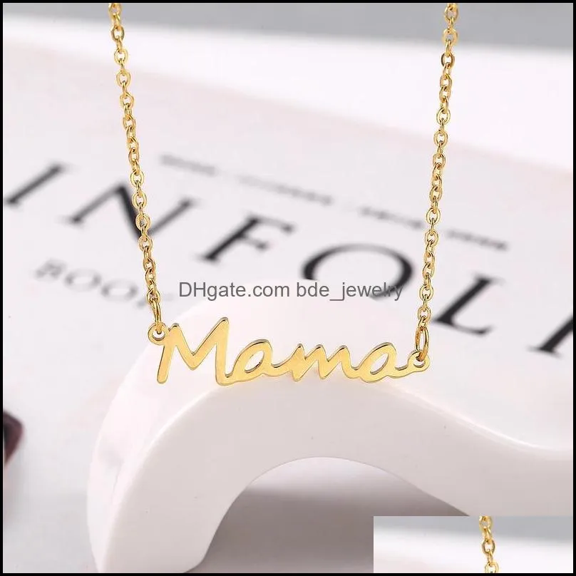 letter stainless steel mama necklace rose gold chains pendant necklaces mother birthday fashion jewelry