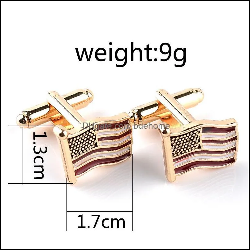 gold america national flag cufflinks fashion formal business shirt cuff button links for men women fashion jewelry