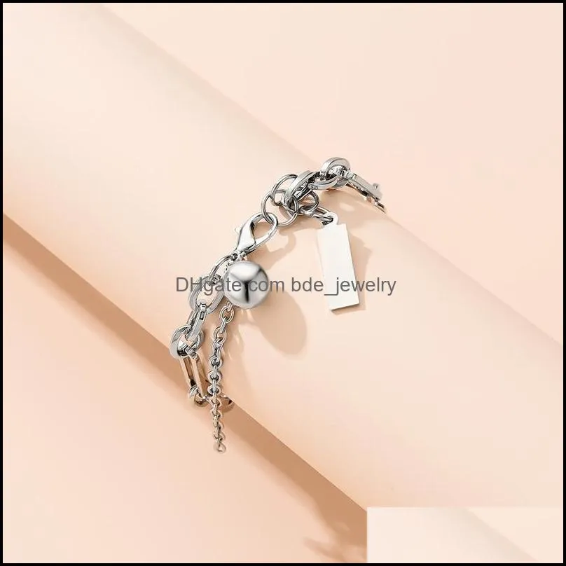 metal ball square tag charm bracelet hip hip chains bracelets bangle cuff for women men fashion jewelry 