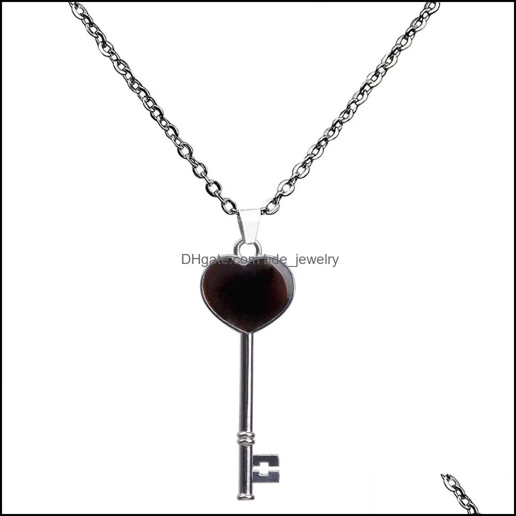 color changing temperature sensing key necklace mood heart key pendant women necklaces fashion jewelry 