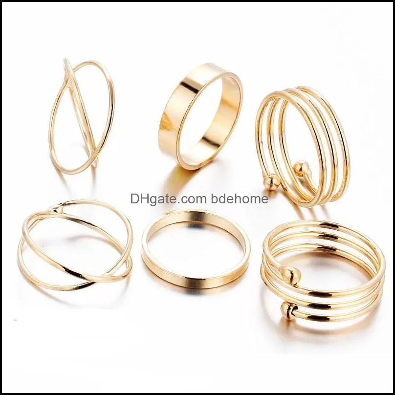 gold knuckle combine joint ring band toes rings for women fashion jewelry set