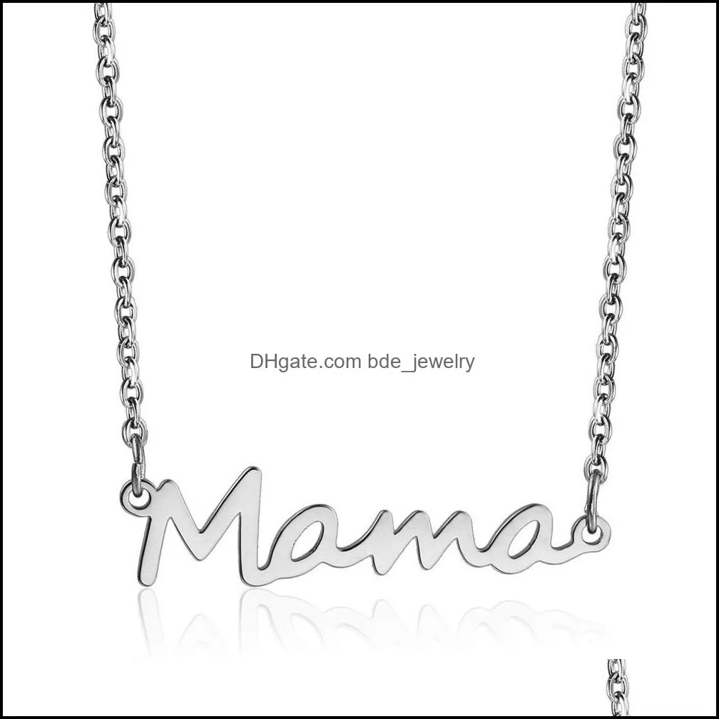 letter stainless steel mama necklace rose gold chains pendant necklaces mother birthday fashion jewelry