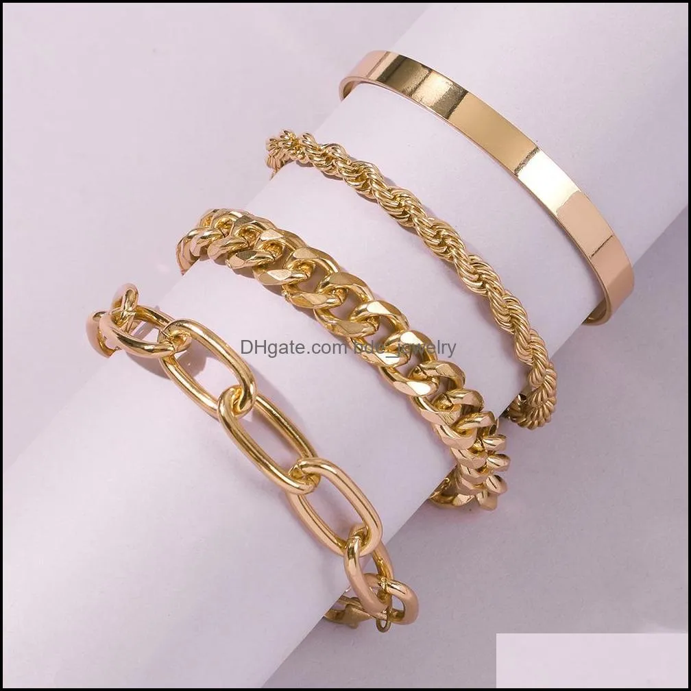 hip hop gold chains bracelet braid chain women charm bracelets bangle cuff nightclub party fashion jewelry