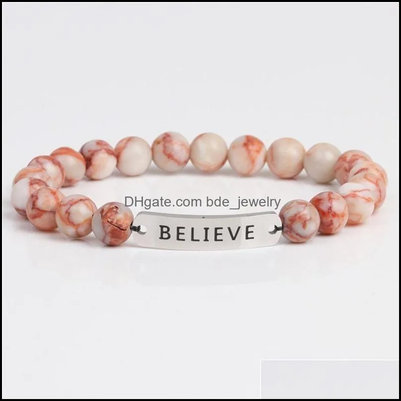 believe natural stone beaded strands bracelet lava rock tiger eye turquoise beads bracelets for women men fashion jewelry
