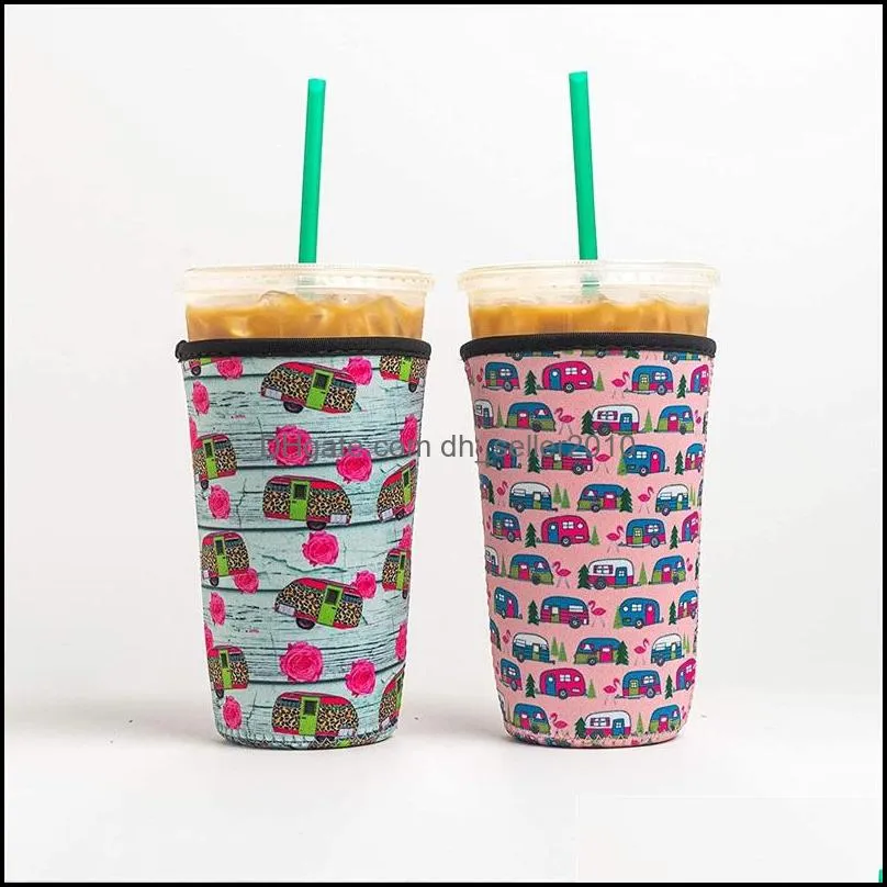 30 oz drink handle tumbler bags iced coffee cup holder sleeve neoprene insulated sleeves mugs cups water bottle cover with strap 713