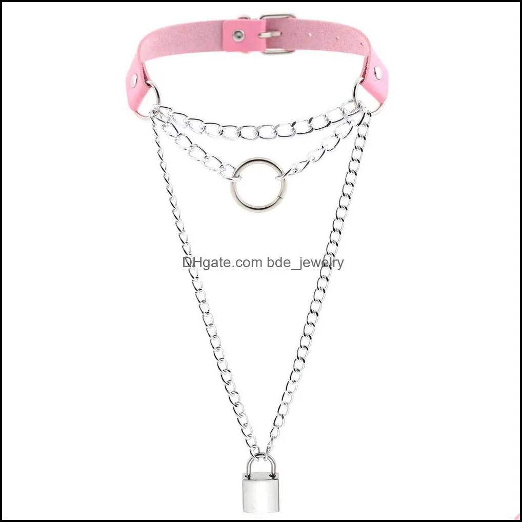 fashion lock collar necklace o ring choker collar chain for women fashion jewelry pendants street style 