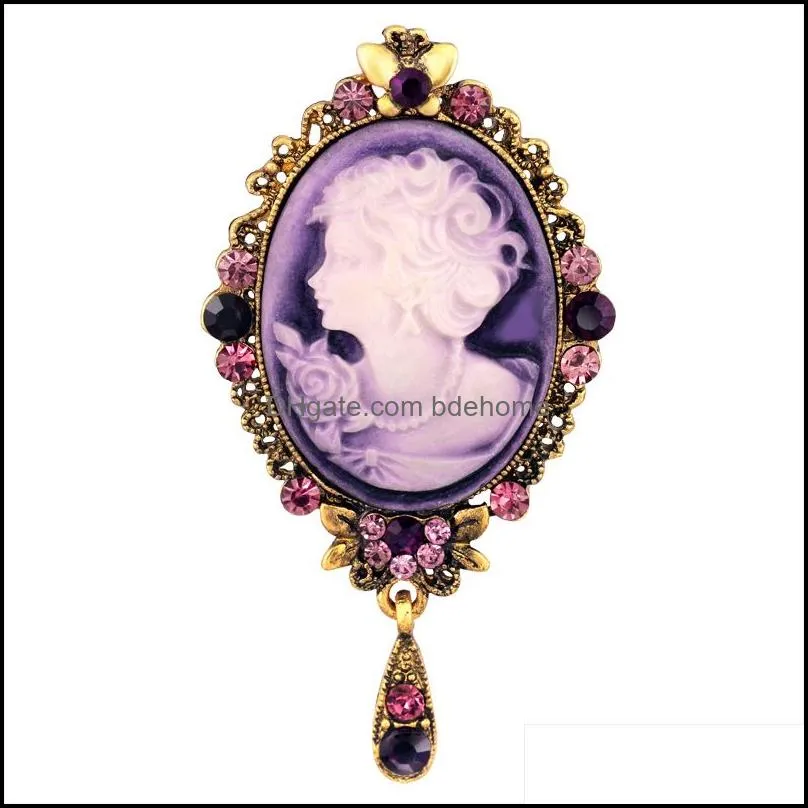 crystal drop head portrait brooch pin fashion business suit tops corsage rhinestone brooches fashion jewelry