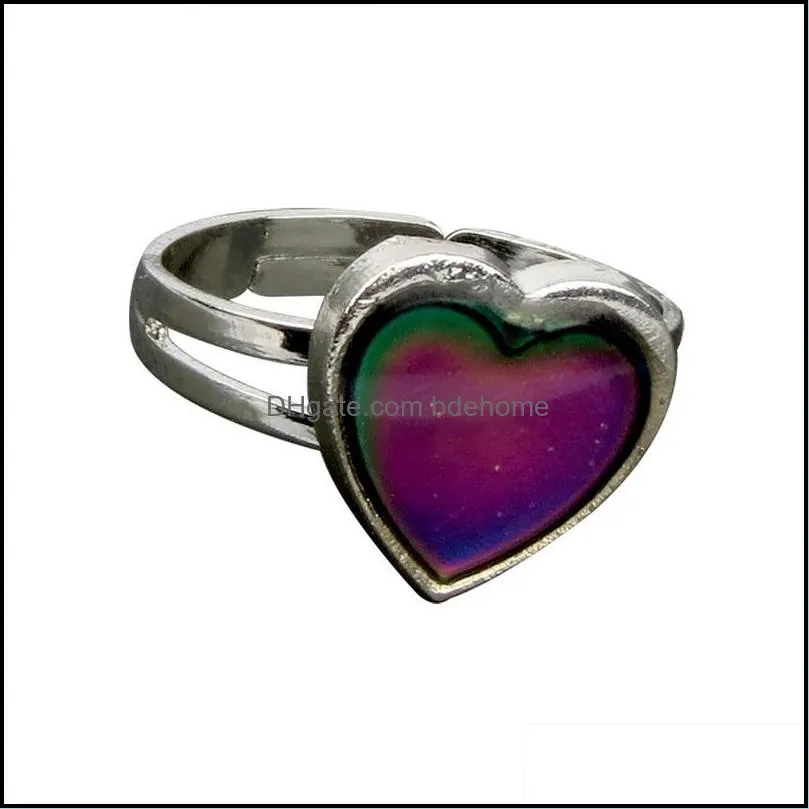 temperature sensing heart ring changing color charm mood rings cluster for women fashion jewelry