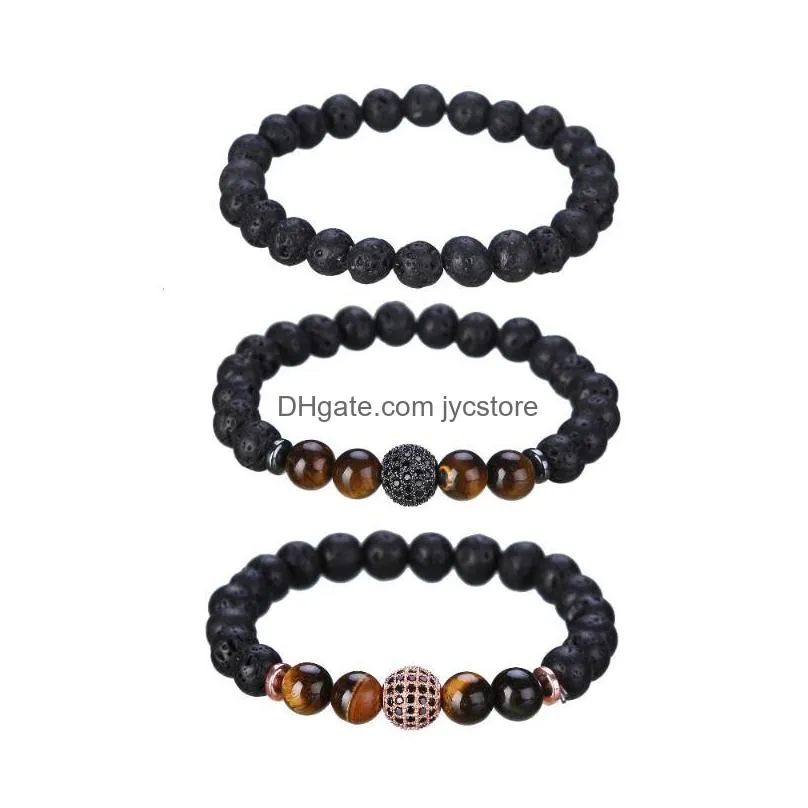 charm bracelets ashmita micro lnlaid stone buddha beads 8mm tiger eye rock lava bracelet women fashion man beautiful