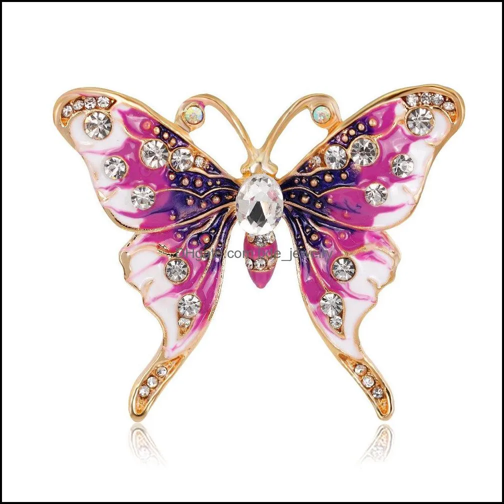 painting enamel butterfly brooch women crystal diamond butterfly corsage scarf buckle brooches fashion jewelry gift