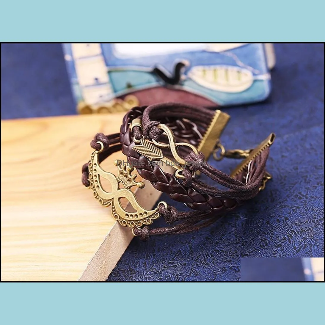 ancient crown mask charm bracelet infinity arrow multilayer bracelets women fashion jewelry gift
