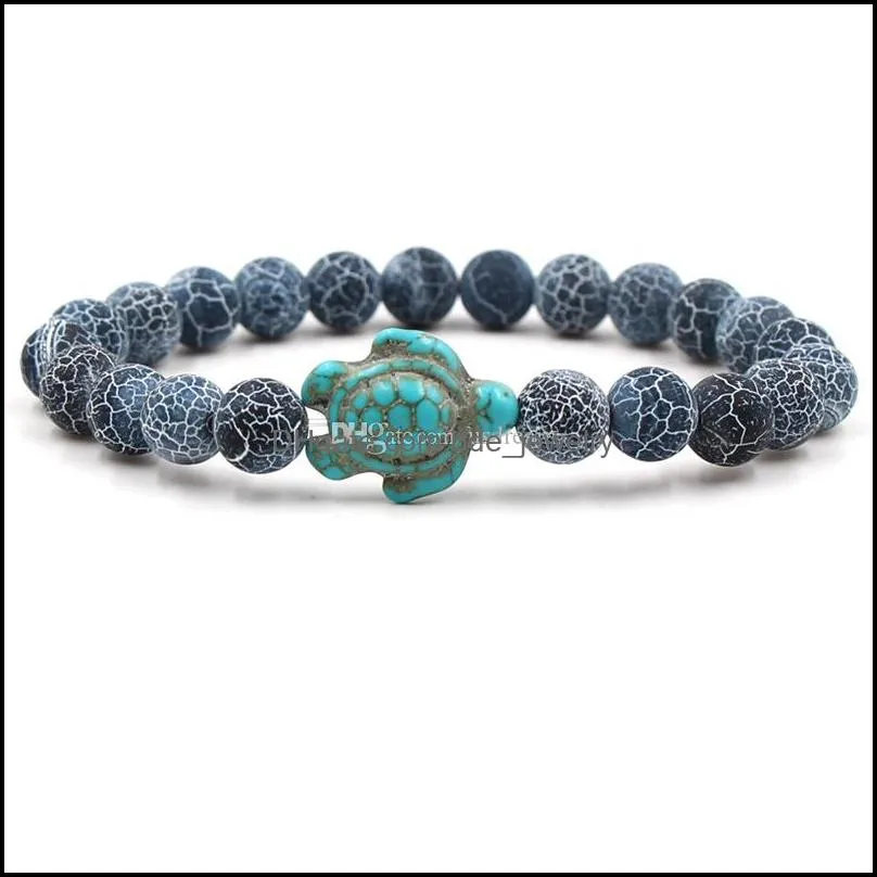natural stone tortoise beaded strands bracelet sea turtle charm agate tiger eye turquoise women mens bracelets fashion