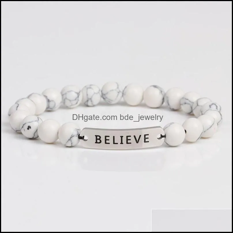 believe natural stone beaded strands bracelet lava rock tiger eye turquoise beads bracelets for women men fashion jewelry