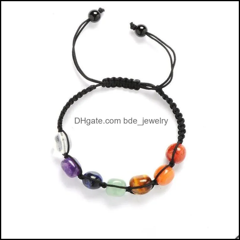 7 chakra yoga natural stone bracelet strand women mens irregular beads woven bracelets fashion jewelry gift