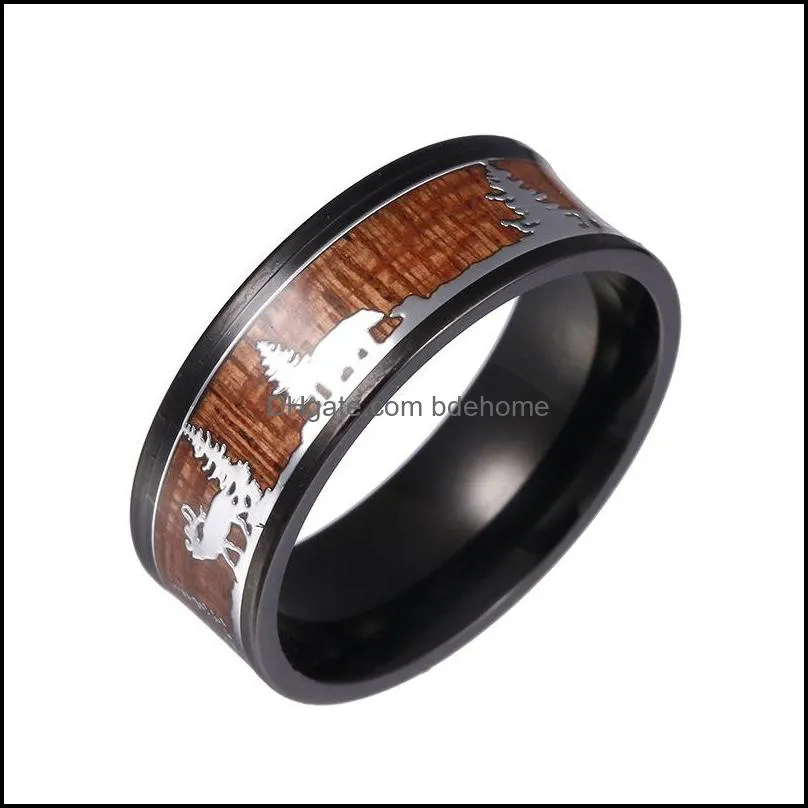 christmas tree reindeer ring stainless steel black band rings for men women fashion jewelry xmas gift