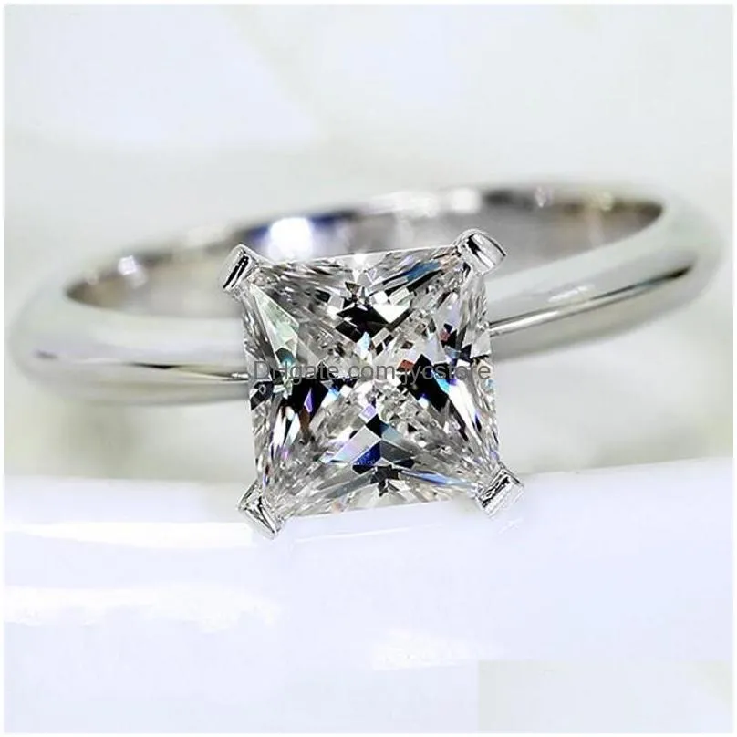 princess cut 1ct lab diamond ring original 925 sterling silver engagement wedding band rings for women bridal fine jewelry gift