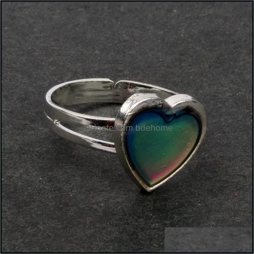 temperature sensing heart ring changing color charm mood rings cluster for women fashion jewelry