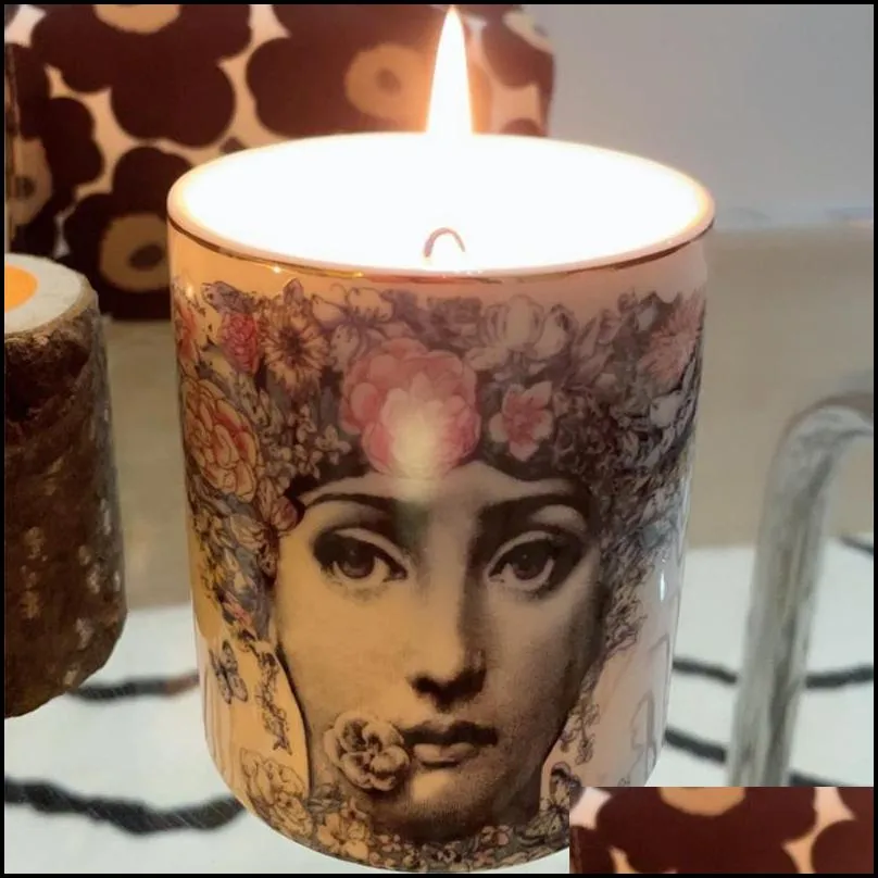 20 style art face candle holder multifunctional ceramic storage jar candle stand for home decoration