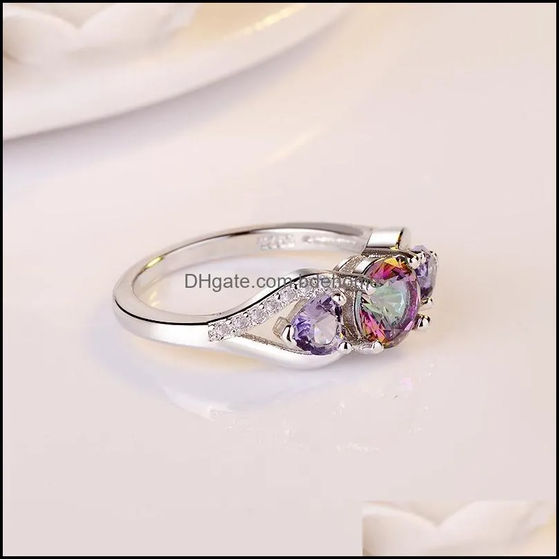 colorful heart diamond ring women engagement wedding rings fashion jewelry gift