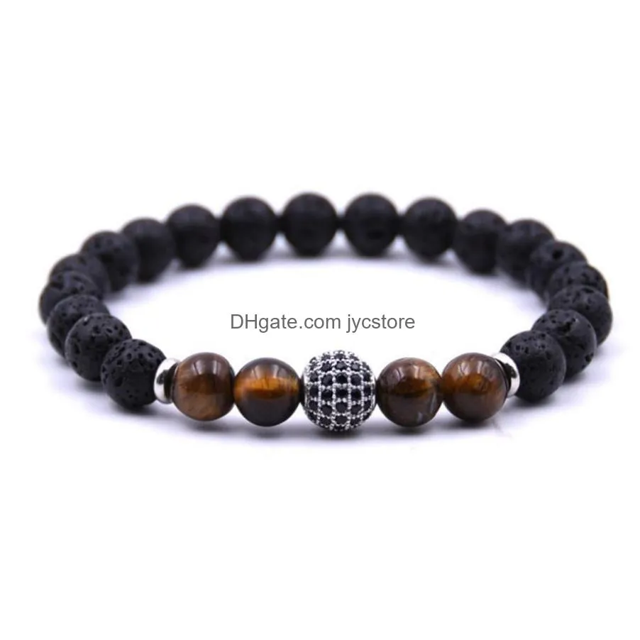 charm bracelets ashmita micro lnlaid stone buddha beads 8mm tiger eye rock lava bracelet women fashion man beautiful