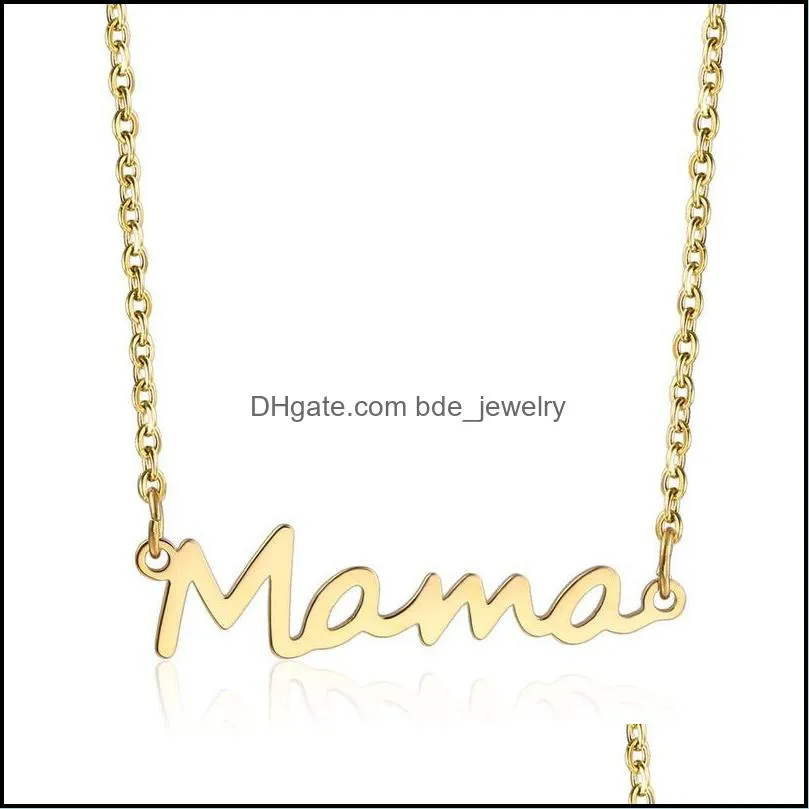 letter stainless steel mama necklace rose gold chains pendant necklaces mother birthday fashion jewelry