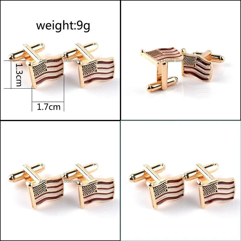 gold america national flag cufflinks fashion formal business shirt cuff button links for men women fashion jewelry