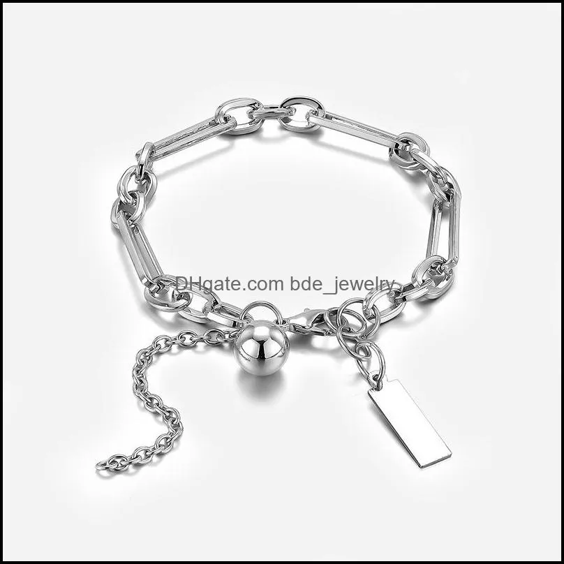 metal ball square tag charm bracelet hip hip chains bracelets bangle cuff for women men fashion jewelry 