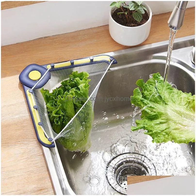 kitchen bar sink strainer drain vegetable fruit drainer basket suction cup rack for kitchen storage sinks filter shelf