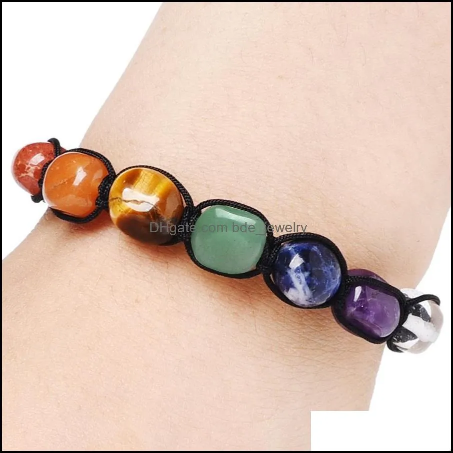 7 chakra yoga natural stone bracelet strand women mens irregular beads woven bracelets fashion jewelry gift