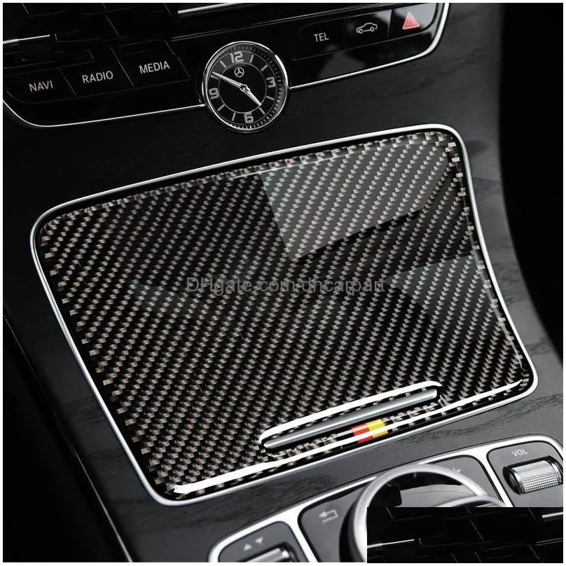 carbon fiber interior water cup holder panel cover trim car sticker for mercedes c class w205 c180 c200 glc accessories7174541