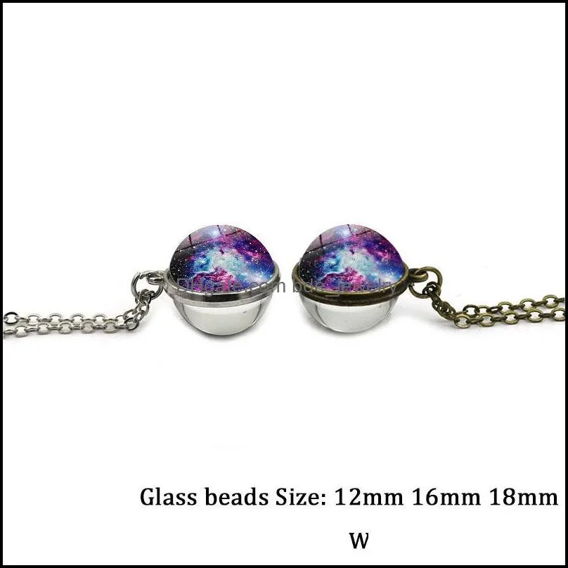 universe star cloud double sided glass cabochon necklace time gemstone pendant women girls fashion jewelry gift