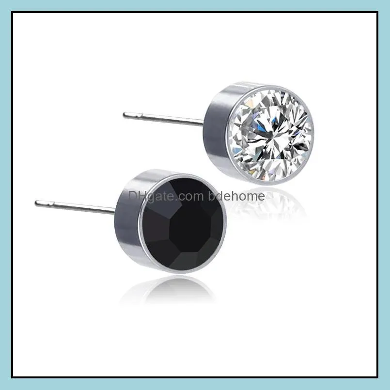 allergen stainless steel diamond stud earrings women mens ear fashion jewelry gift