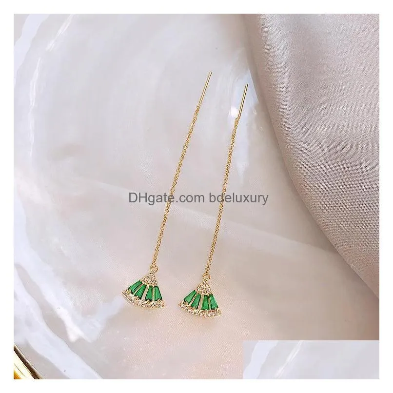 dangle chandelier dominated metal long leaves modelling fine crystal drop earrings korean women temperament joker jewelrydangle