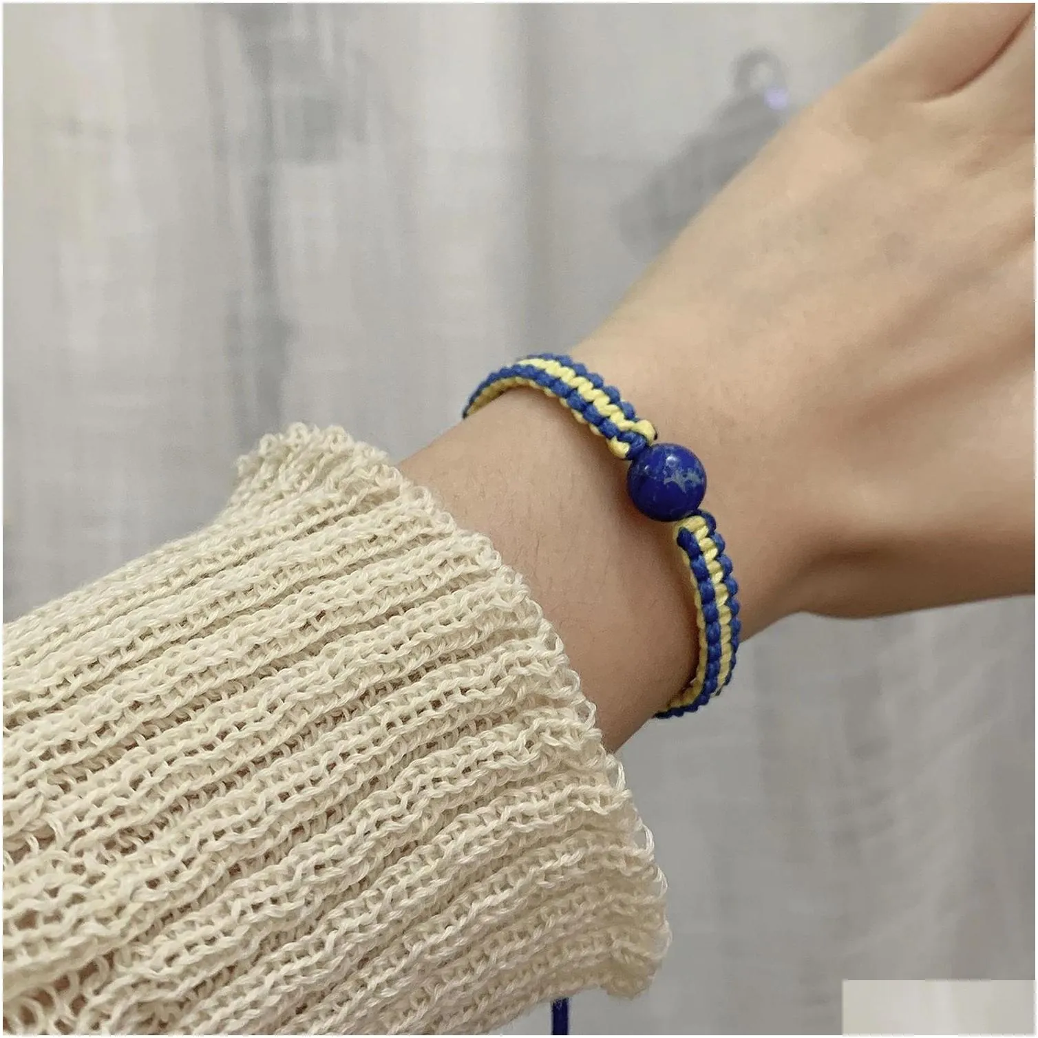 sublimation party favor charm yellow blue ukraine bracelets for women men ukrainian flag handmade braided rope bracelet proud patriotism