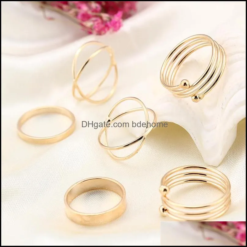 gold knuckle combine joint ring band toes rings for women fashion jewelry set