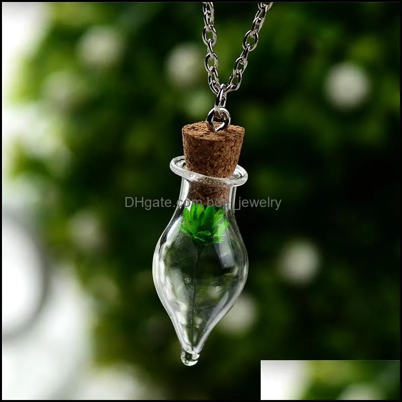 wishing bottles dried flower necklaces women glass necklace plant fashion jewelry christmas gift