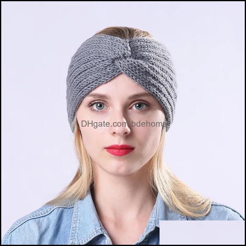 knit yarn cross head band anutumn winter warm head band fashion women hair bands wraps