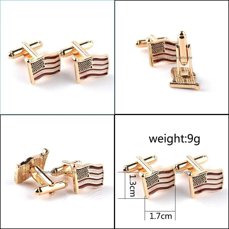 gold america national flag cufflinks fashion formal business shirt cuff button links for men women fashion jewelry